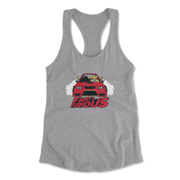 Fart And Furious Womens Racerback Tank in Heather Grey color